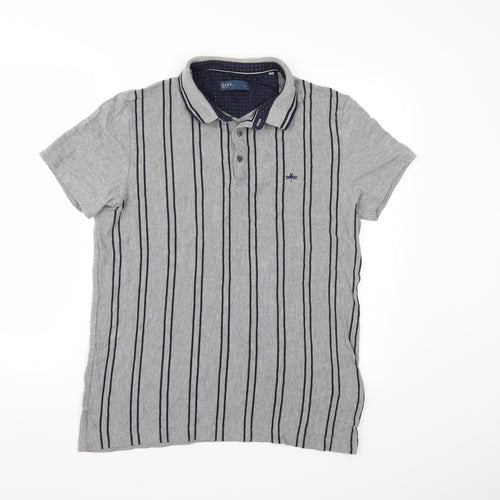 Easy Mens Grey Striped   Polo Size L