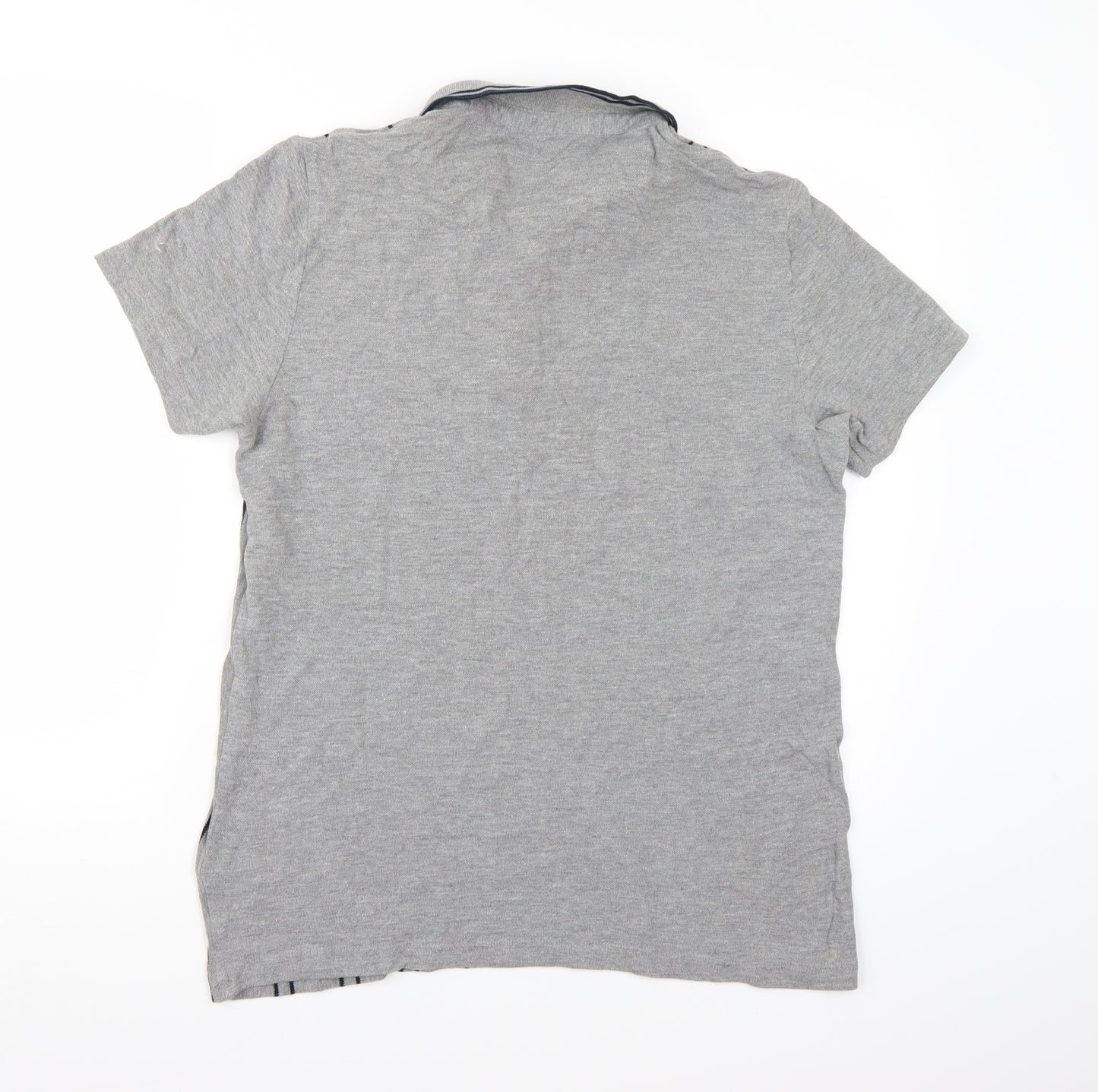 Easy Mens Grey Striped   Polo Size L