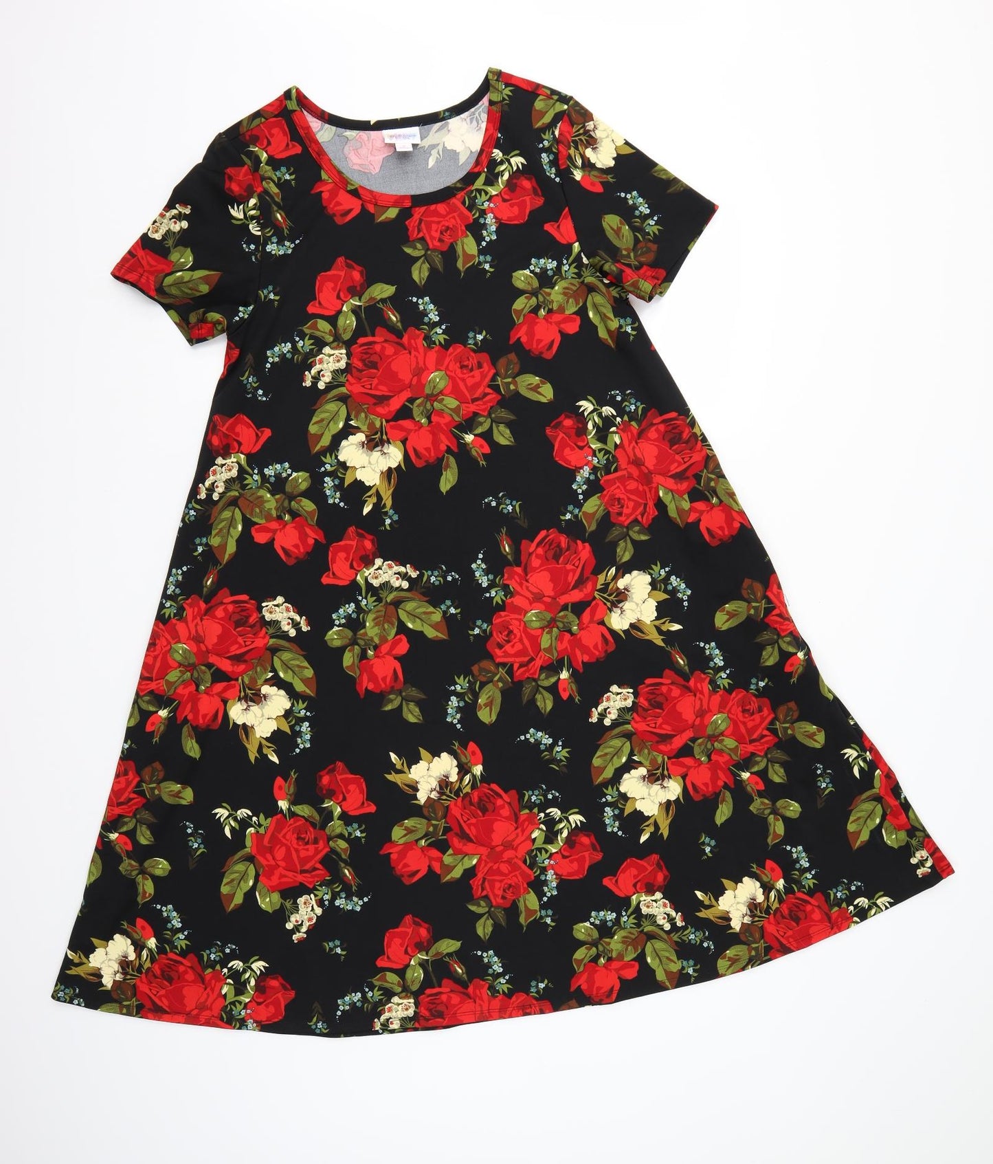 LuLaRoe Womens Black Floral  A-Line  Size S