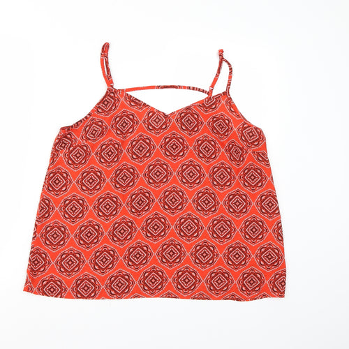 Primark Womens Red Geometric Chiffon Camisole Tank Size 16