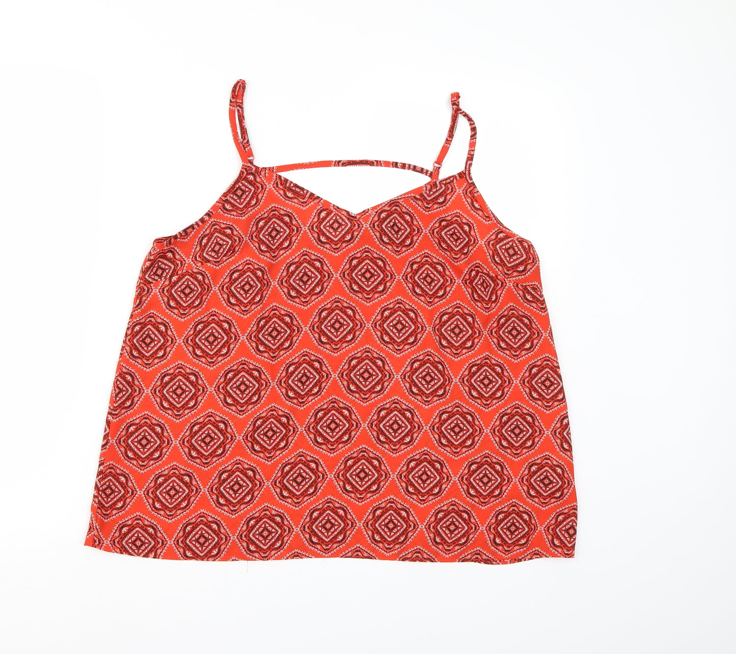 Primark Womens Red Geometric Chiffon Camisole Tank Size 16