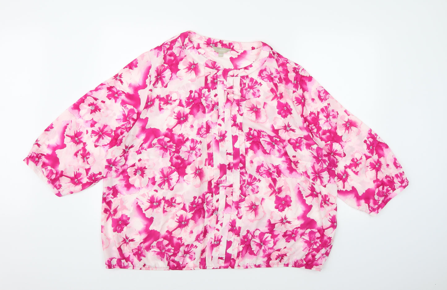 Anthology Womens Pink Floral Chiffon Basic Blouse Size 28