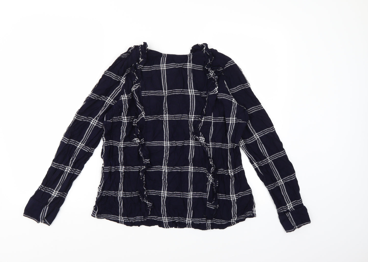 George Womens Blue Check  Basic Blouse Size 16