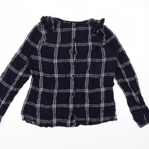 George Womens Blue Check  Basic Blouse Size 16