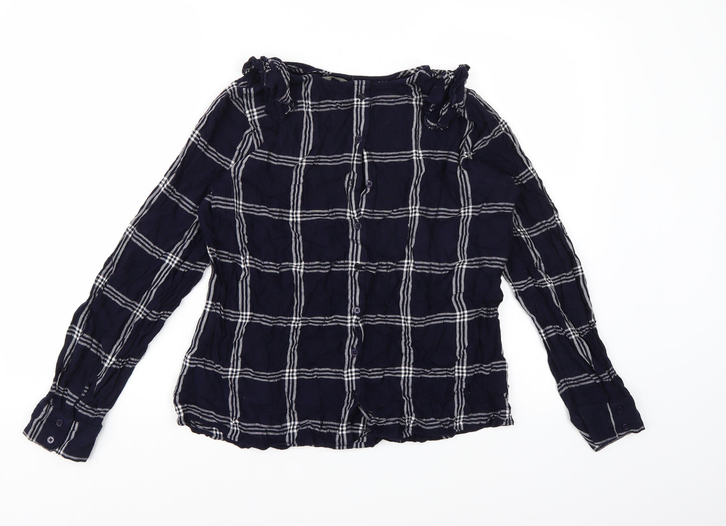 George Womens Blue Check  Basic Blouse Size 16