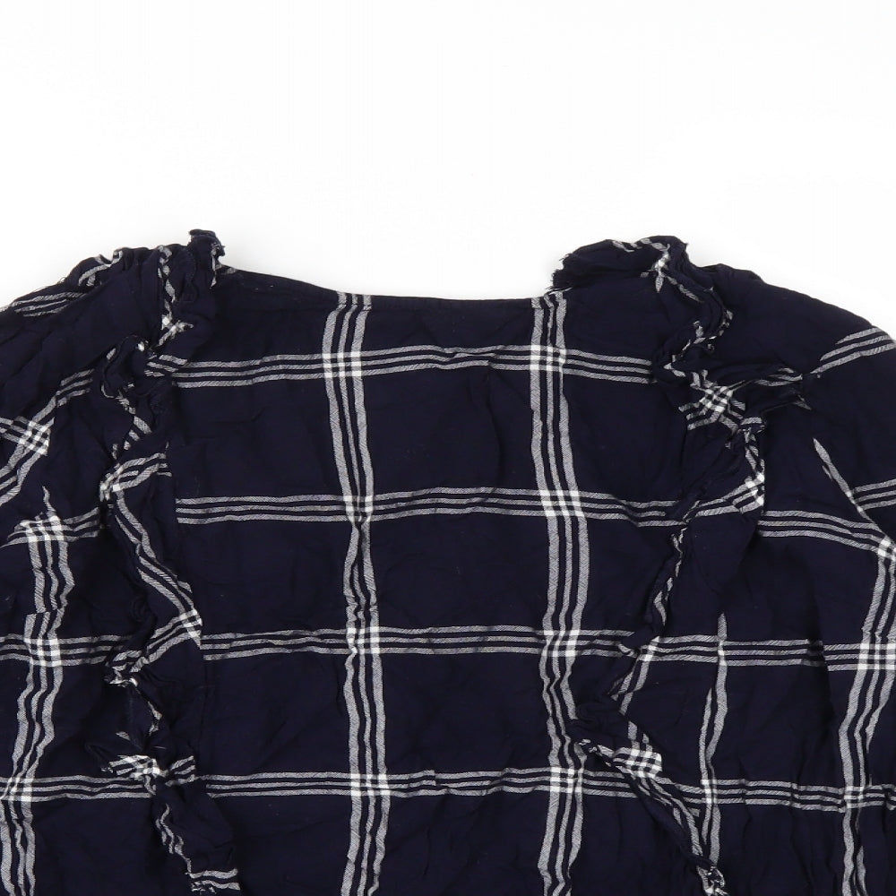 George Womens Blue Check  Basic Blouse Size 16