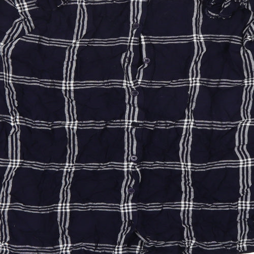 George Womens Blue Check  Basic Blouse Size 16