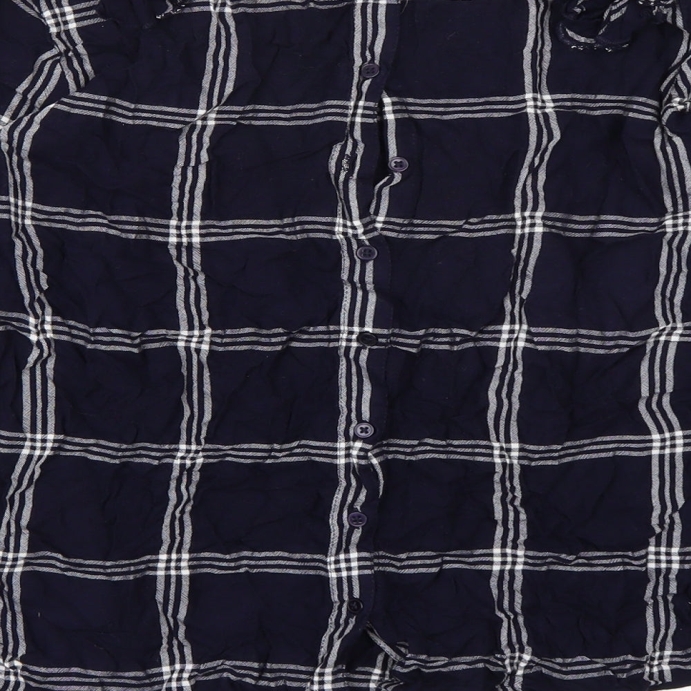 George Womens Blue Check  Basic Blouse Size 16