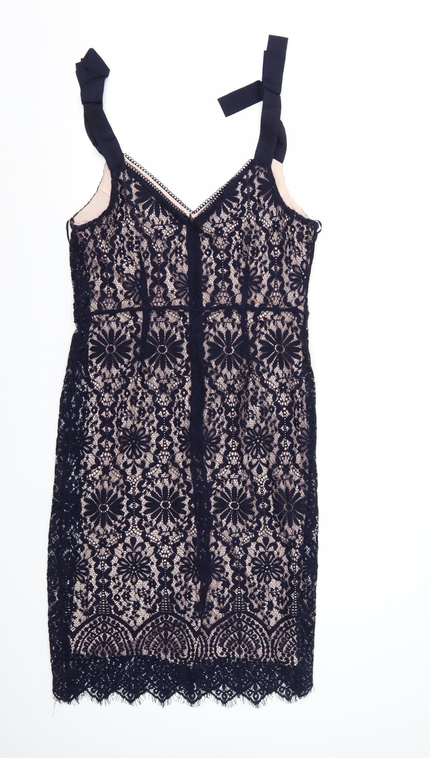 Primark Womens Blue Floral Lace Bodycon  Size 12