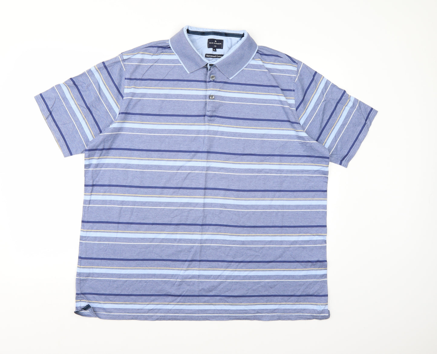 Blue Harbour Mens Blue Striped   Polo Size 2XL
