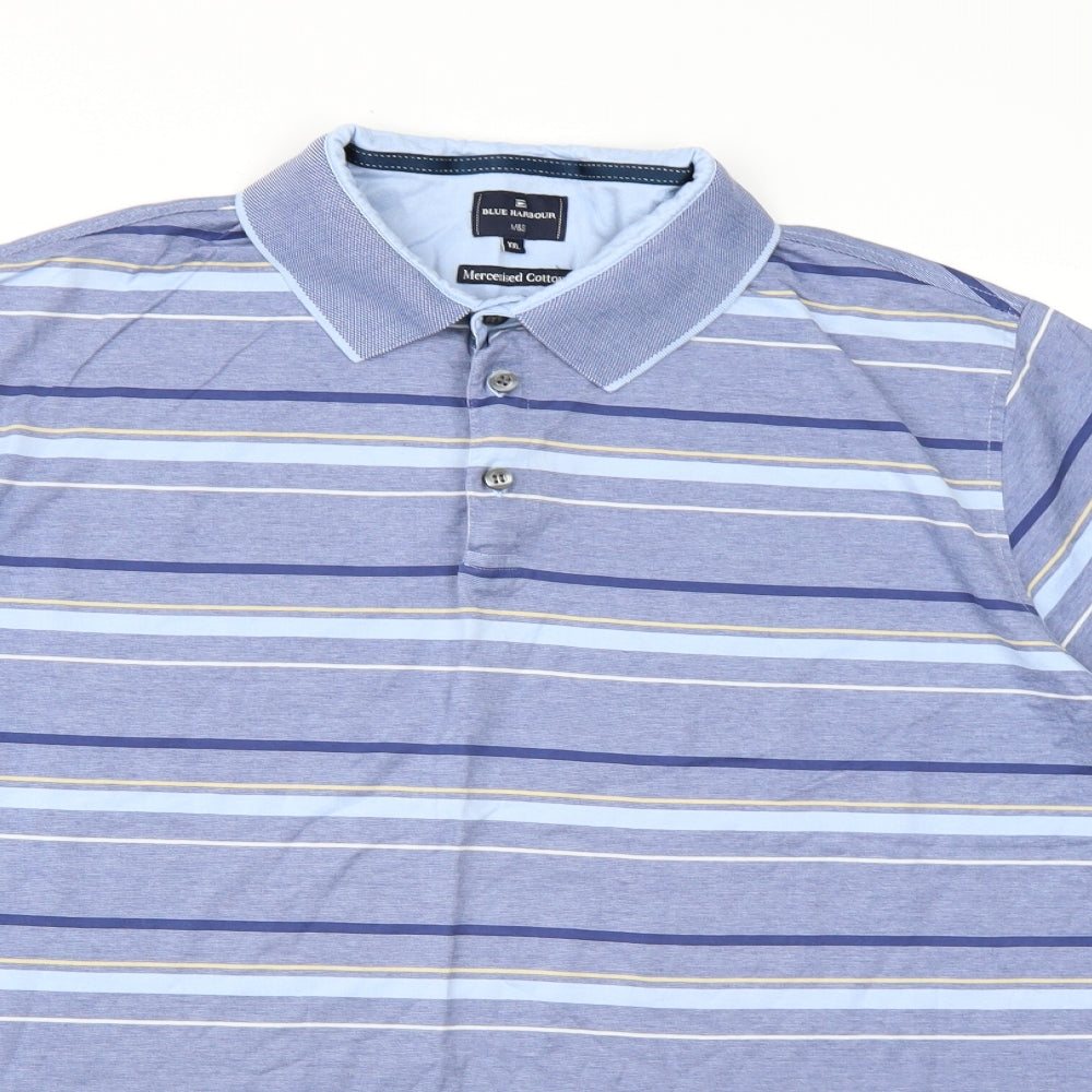Blue Harbour Mens Blue Striped   Polo Size 2XL