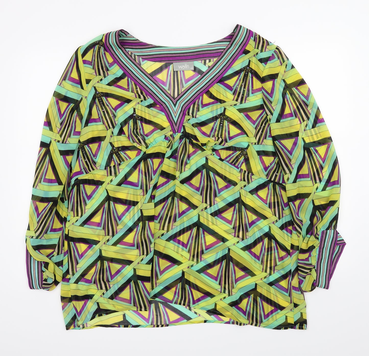 Wallis Womens Yellow Geometric  Basic Blouse Size 20