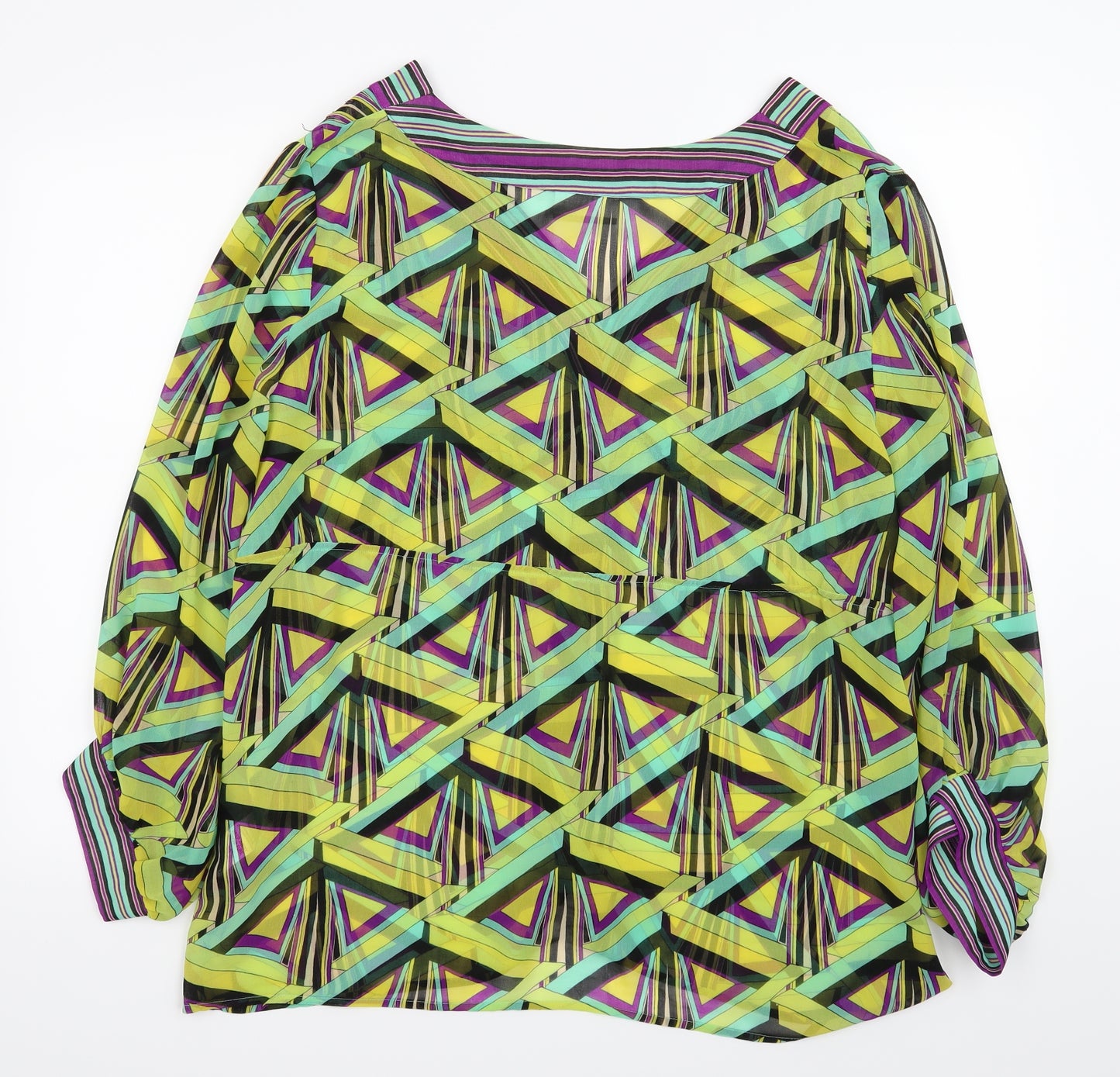 Wallis Womens Yellow Geometric  Basic Blouse Size 20