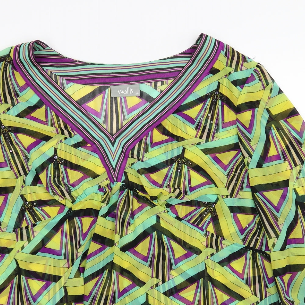 Wallis Womens Yellow Geometric  Basic Blouse Size 20