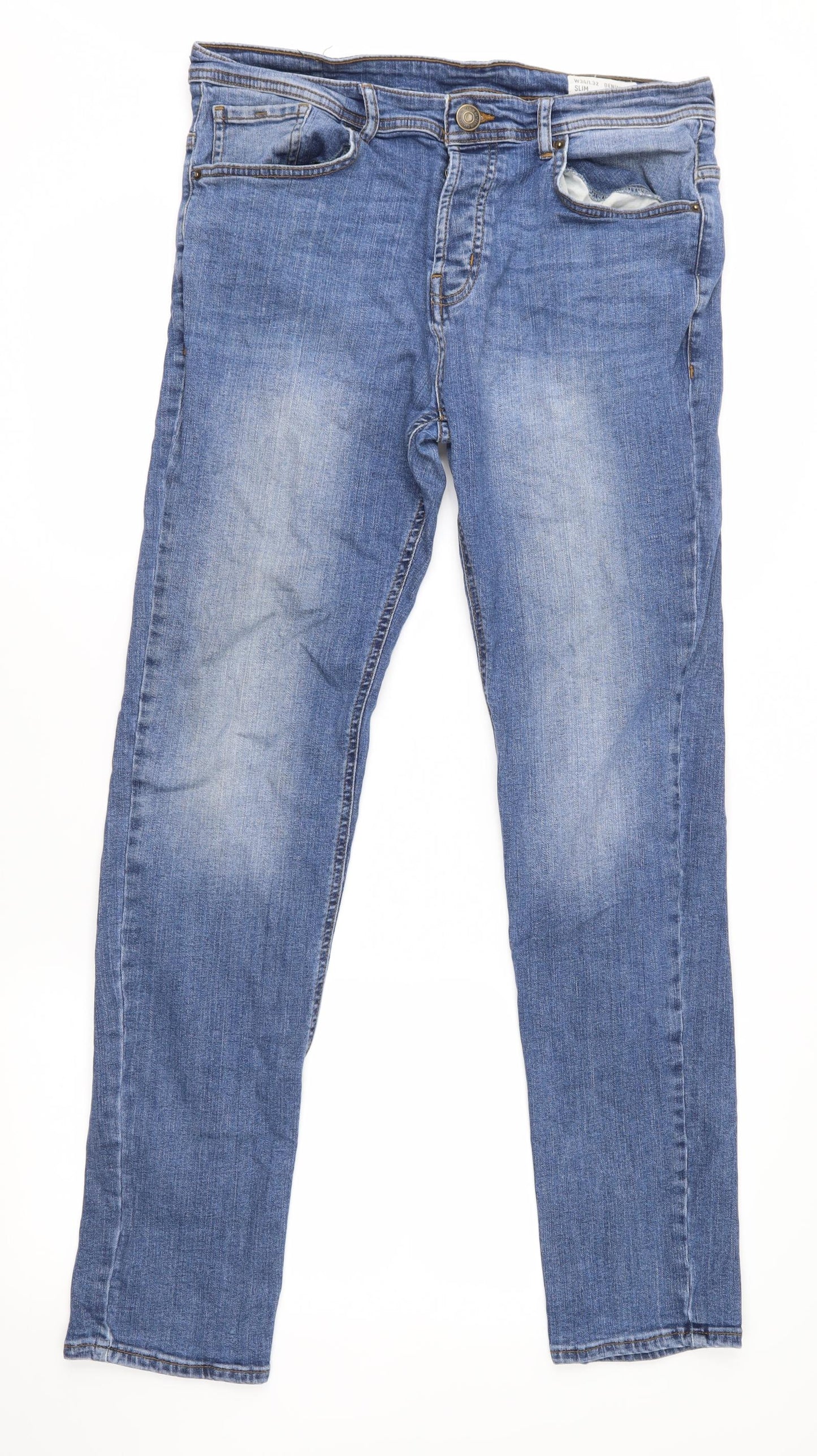 Denim & Co. Mens Blue   Straight Jeans Size 34 L32 in