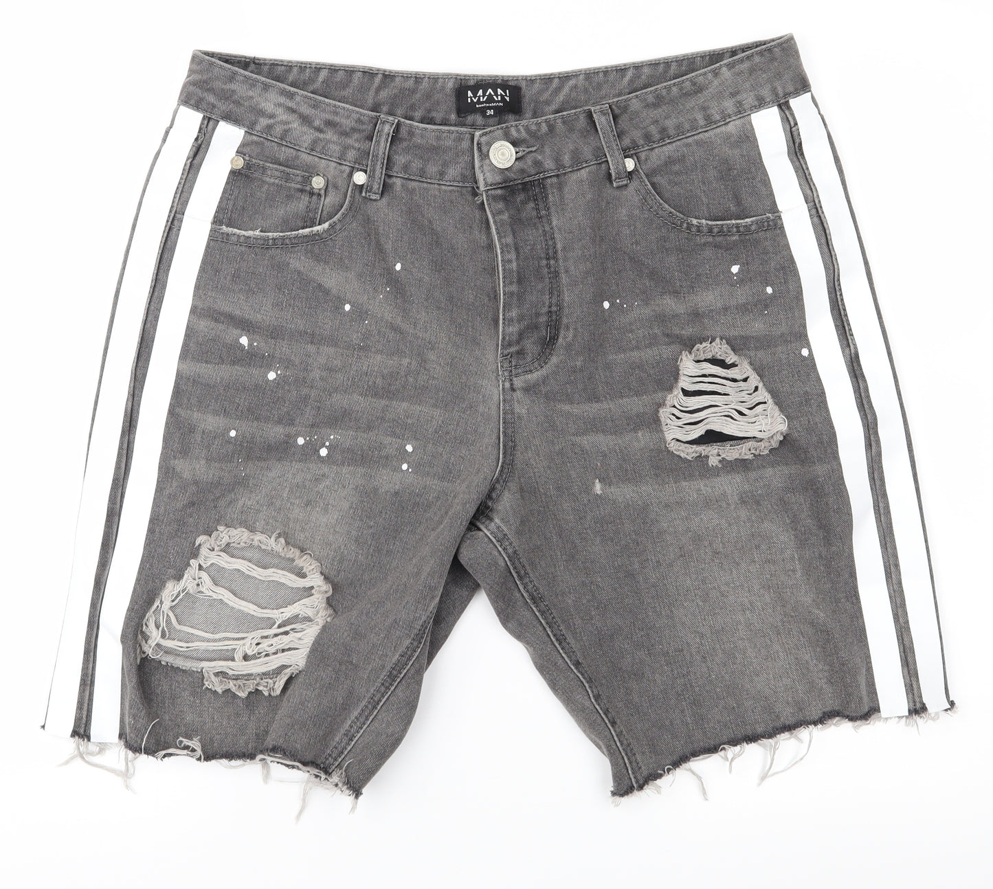 Boohoo Mens Grey   Biker Shorts Size 34