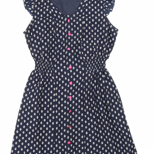 ginger soul Womens Blue Polka Dot  Skater Dress  Size S