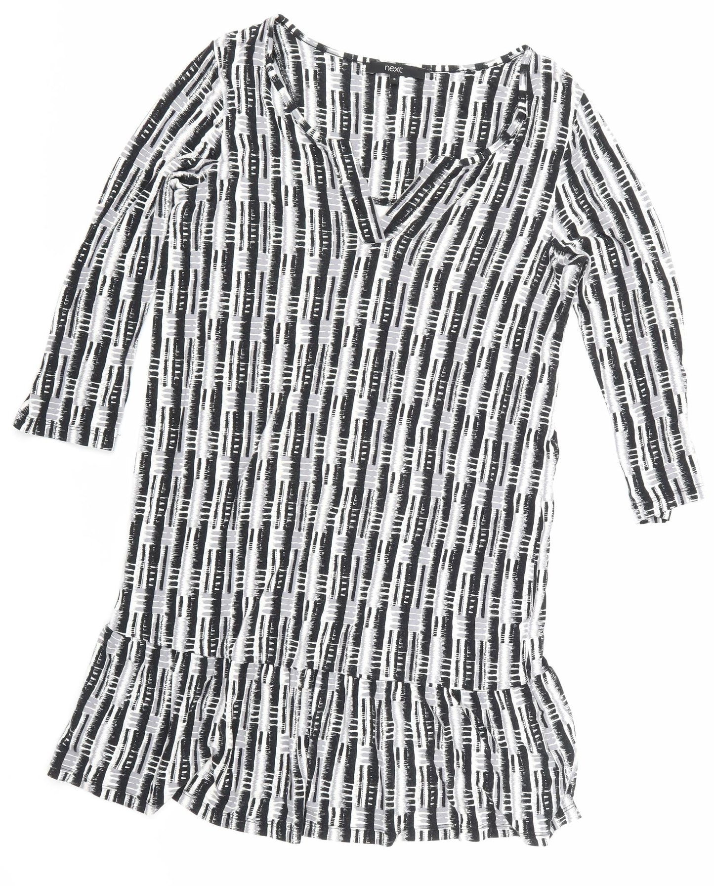 NEXT Womens Black Striped  Basic T-Shirt Size 10