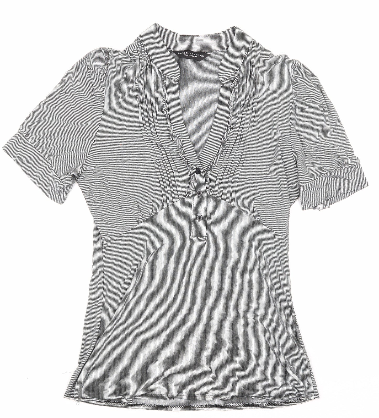 Dorothy pekins Womens Black Striped  Basic Button-Up Size 14