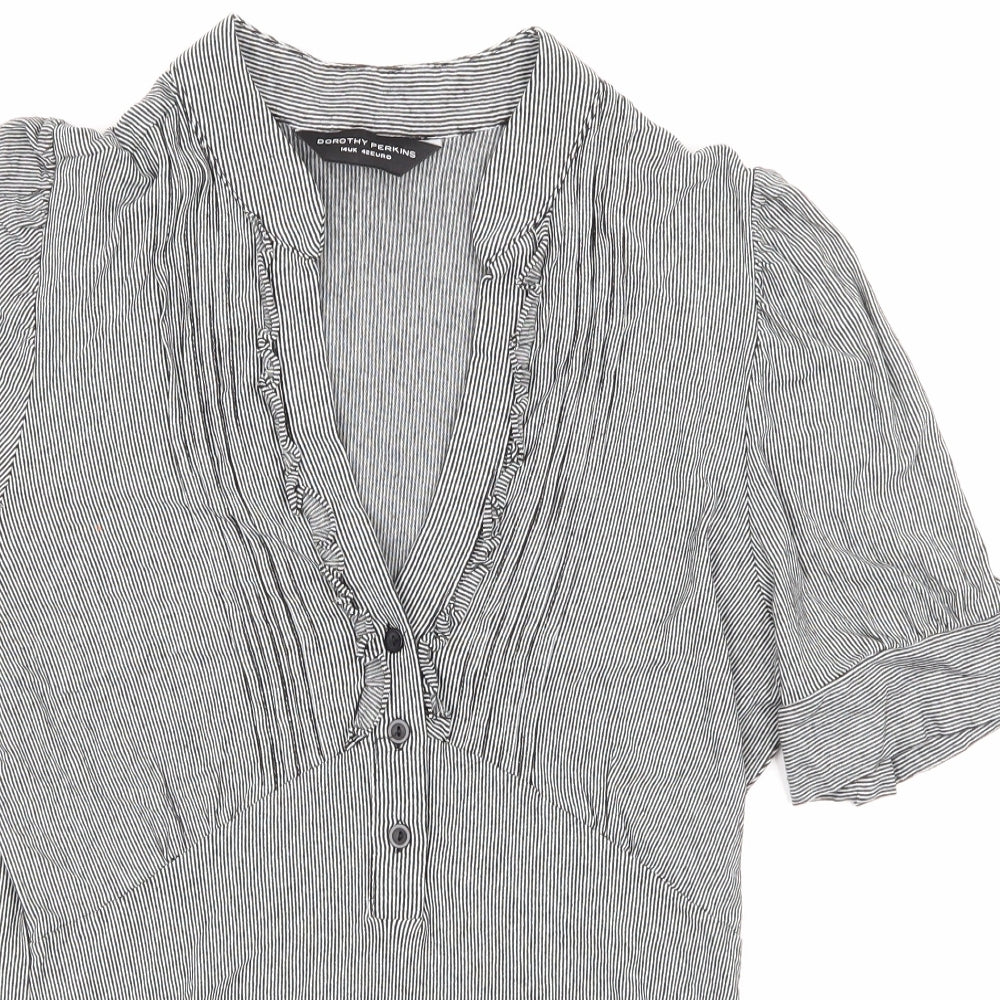 Dorothy pekins Womens Black Striped  Basic Button-Up Size 14