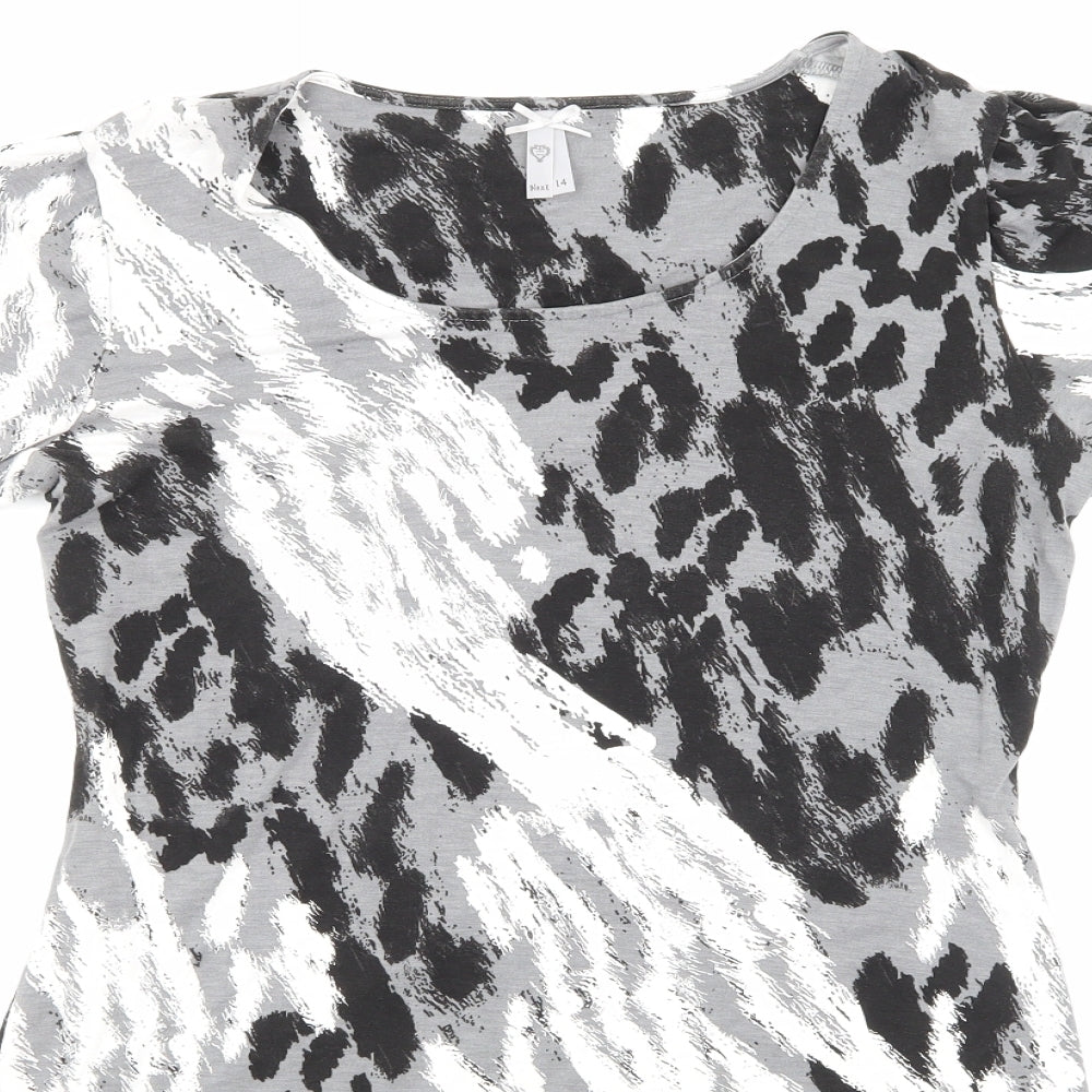 NEXT Womens Grey Animal Print  Basic T-Shirt Size 14