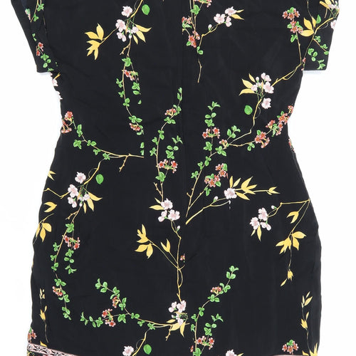 DOROTHY PERKIN Womens Black Floral  Skater Dress  Size 10