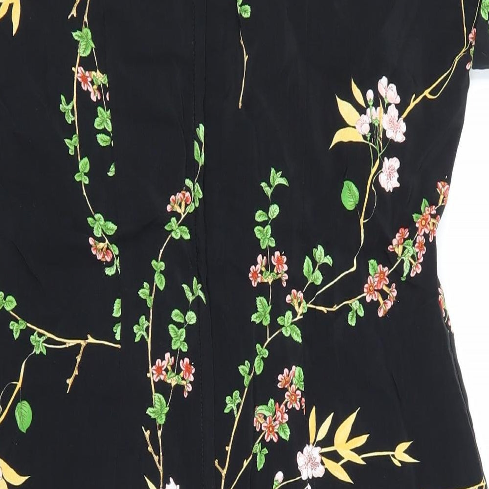 DOROTHY PERKIN Womens Black Floral  Skater Dress  Size 10