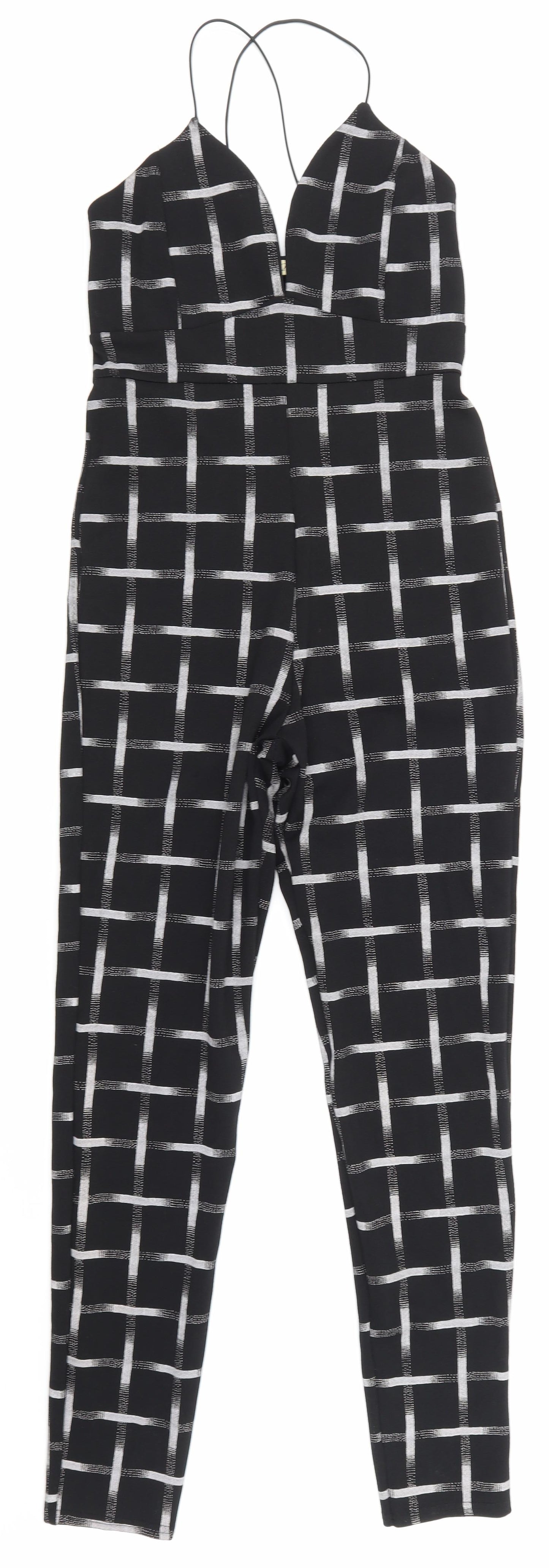 CAMEO ROSE Womens Black Check  Jumpsuit One-Piece Size 10