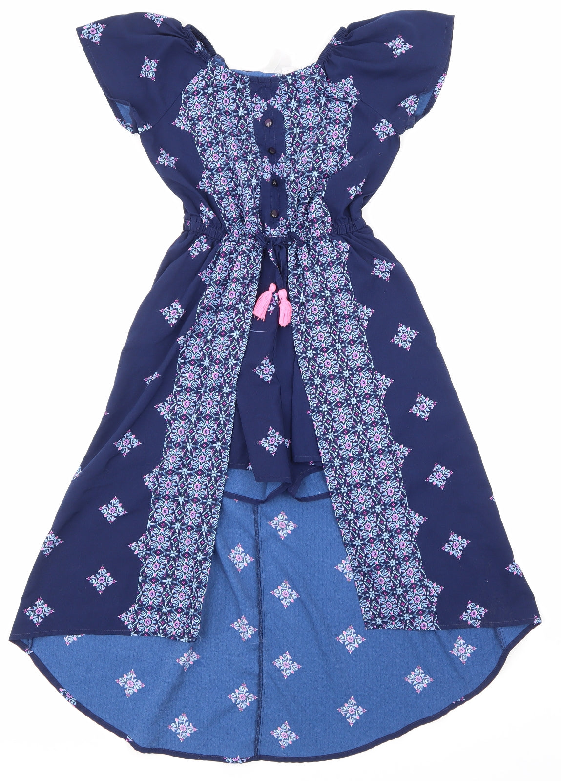 japna kids Girls Blue Floral  Playsuit One-Piece Size 8 Years L34 in