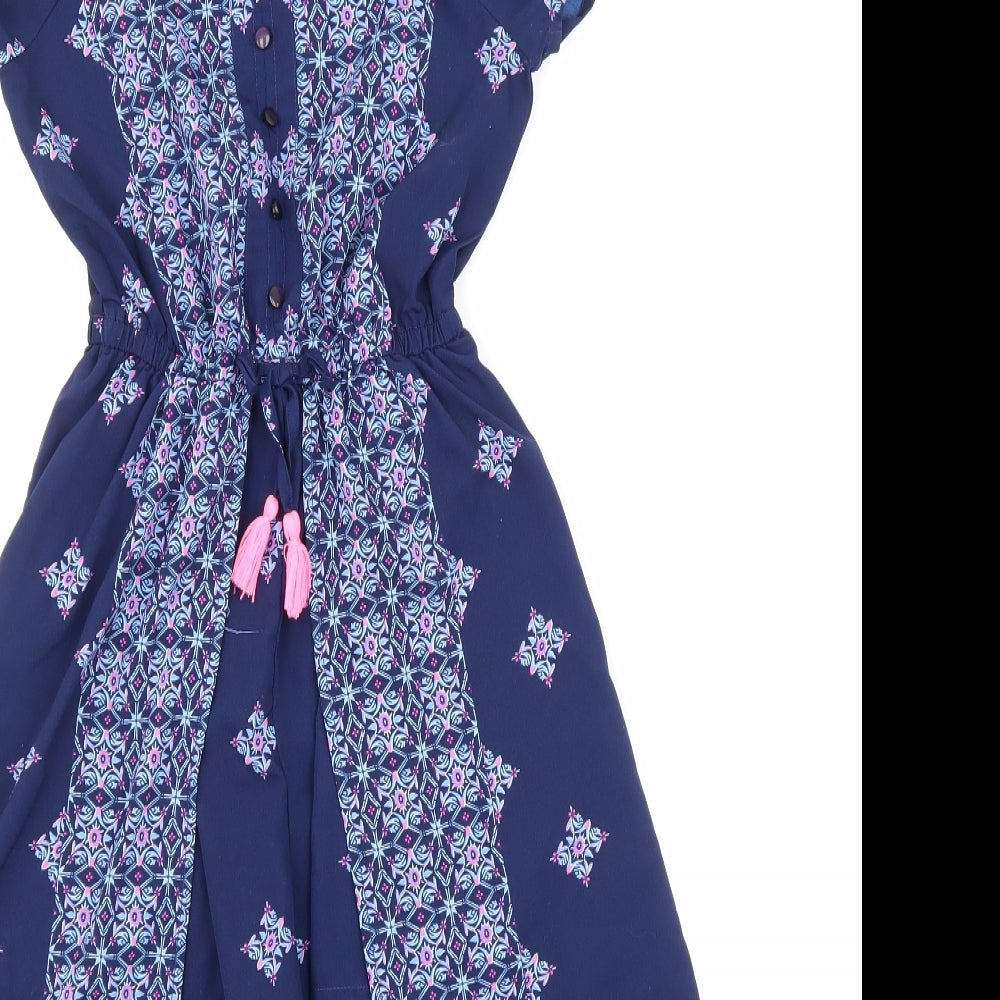 japna kids Girls Blue Floral  Playsuit One-Piece Size 8 Years L34 in