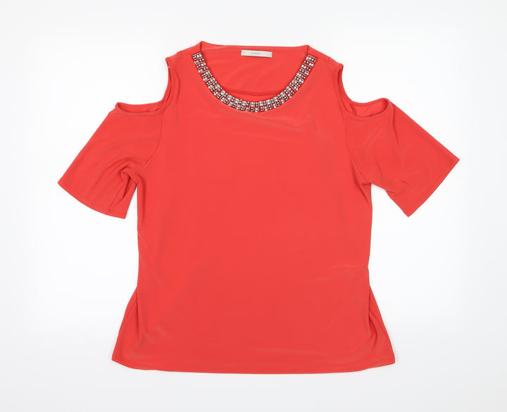 George Womens Red   Basic Blouse Size 14  - Cold Shoulder