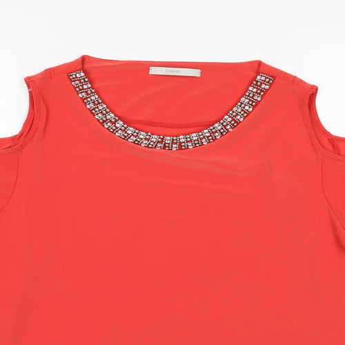 George Womens Red   Basic Blouse Size 14  - Cold Shoulder