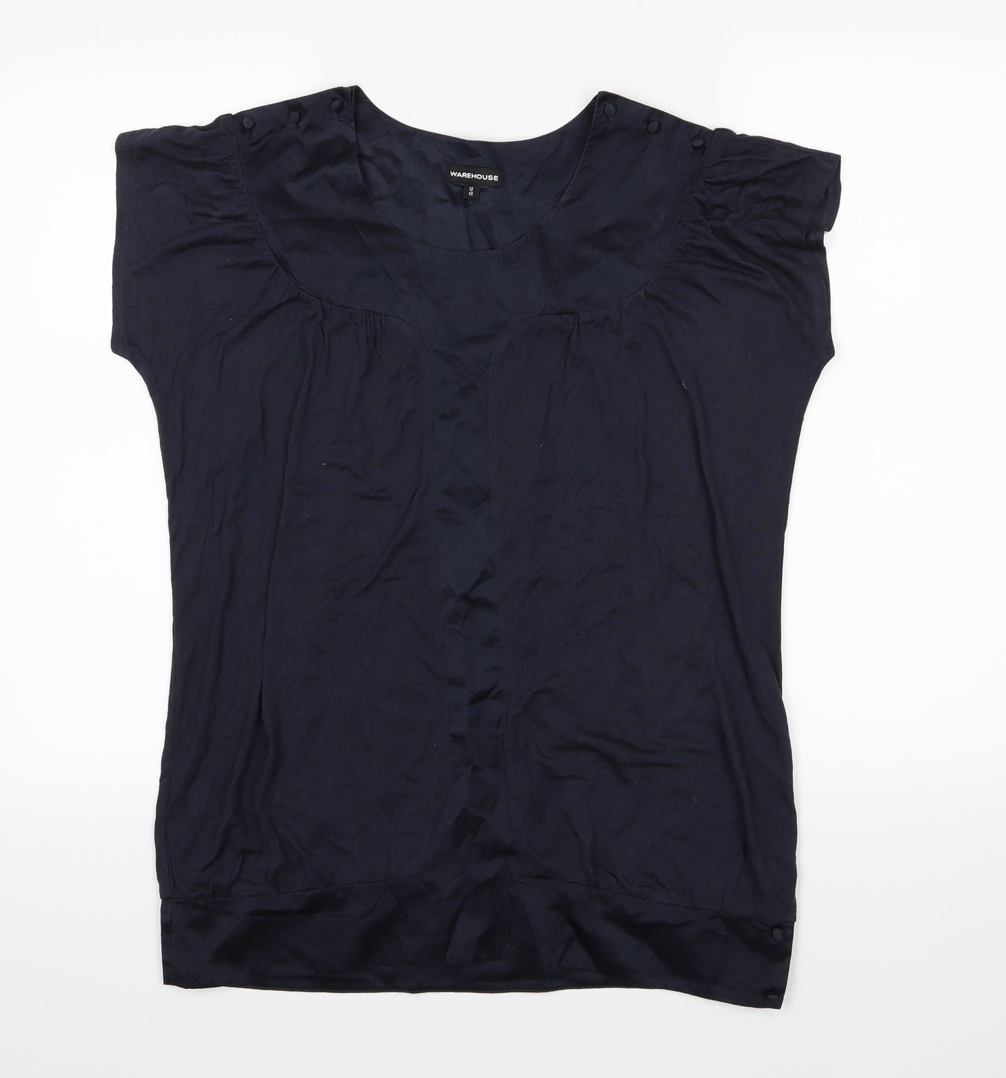 Warehouse Womens Blue  Chiffon Basic T-Shirt Size 12