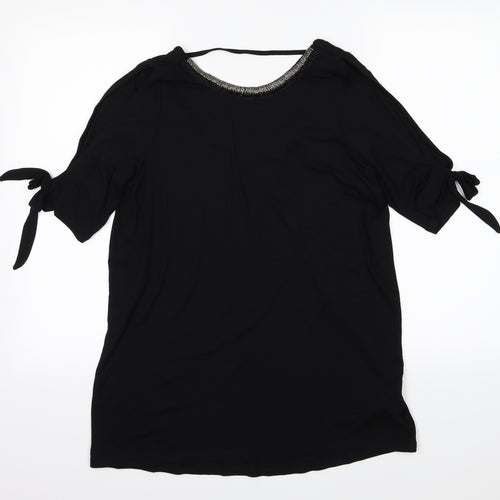 F&F Womens Black  Jersey Basic T-Shirt Size 12