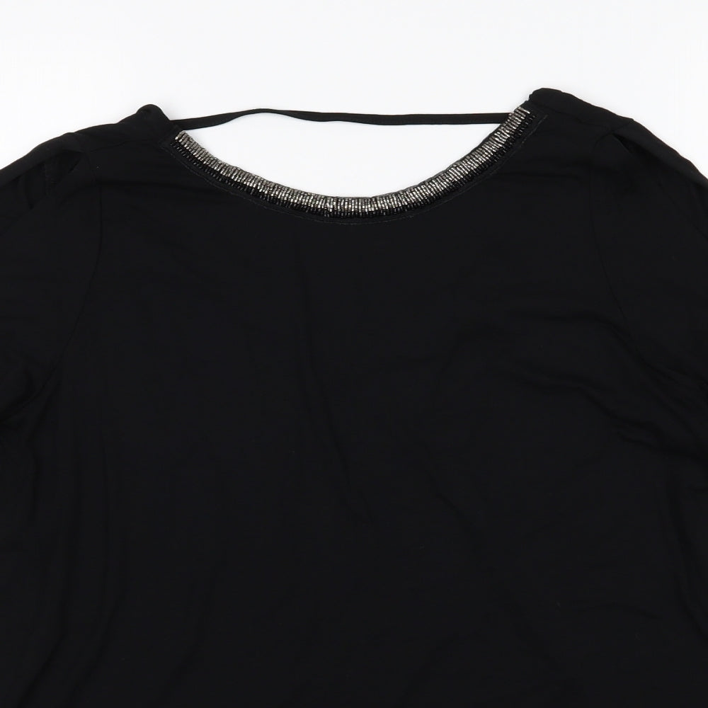 F&F Womens Black  Jersey Basic T-Shirt Size 12