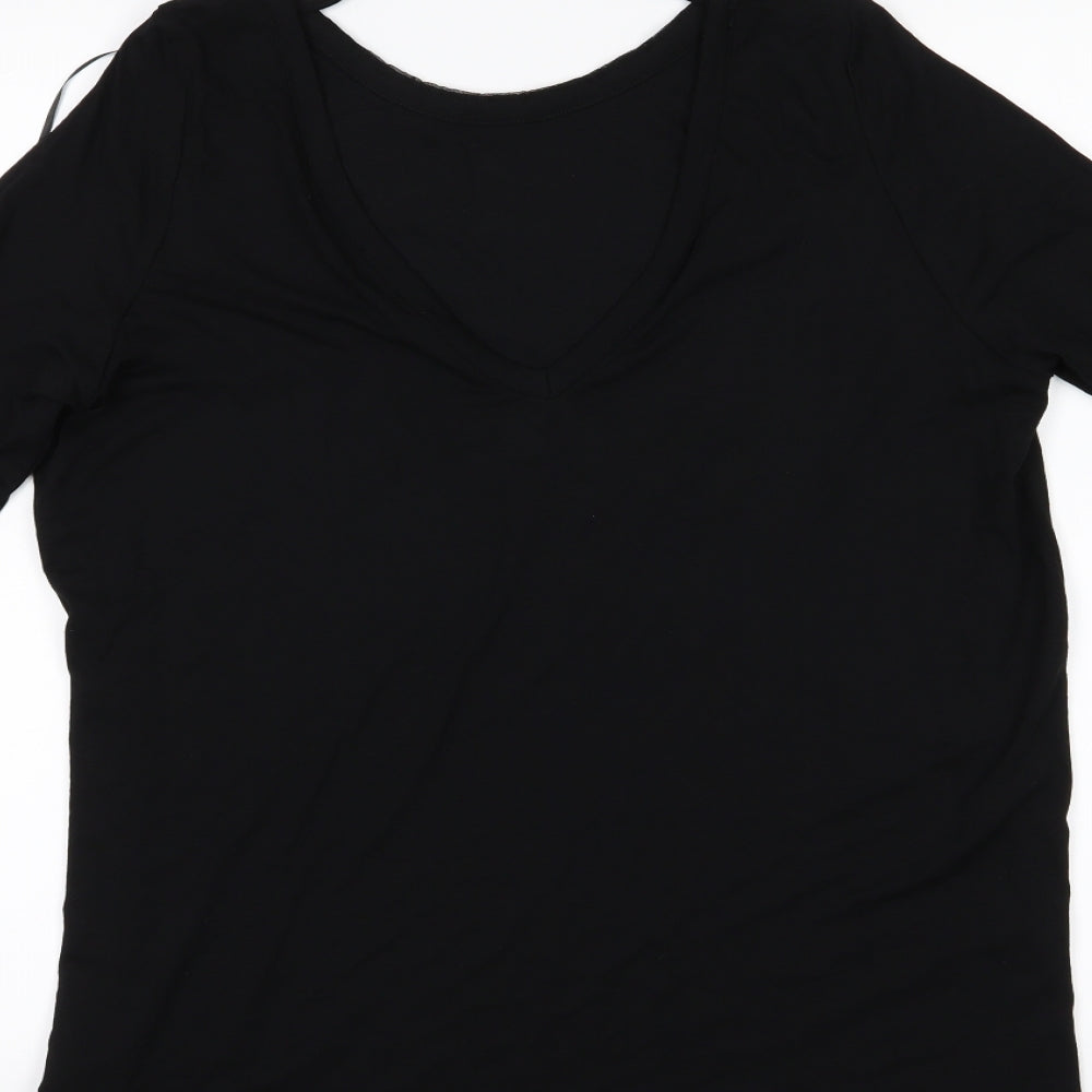 F&F Womens Black  Jersey Basic T-Shirt Size 12