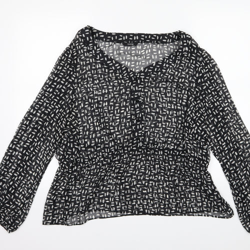 George Womens Black Polka Dot Chiffon Basic Blouse Size 22