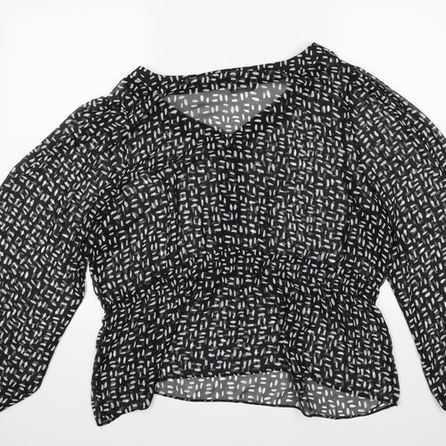 George Womens Black Polka Dot Chiffon Basic Blouse Size 22