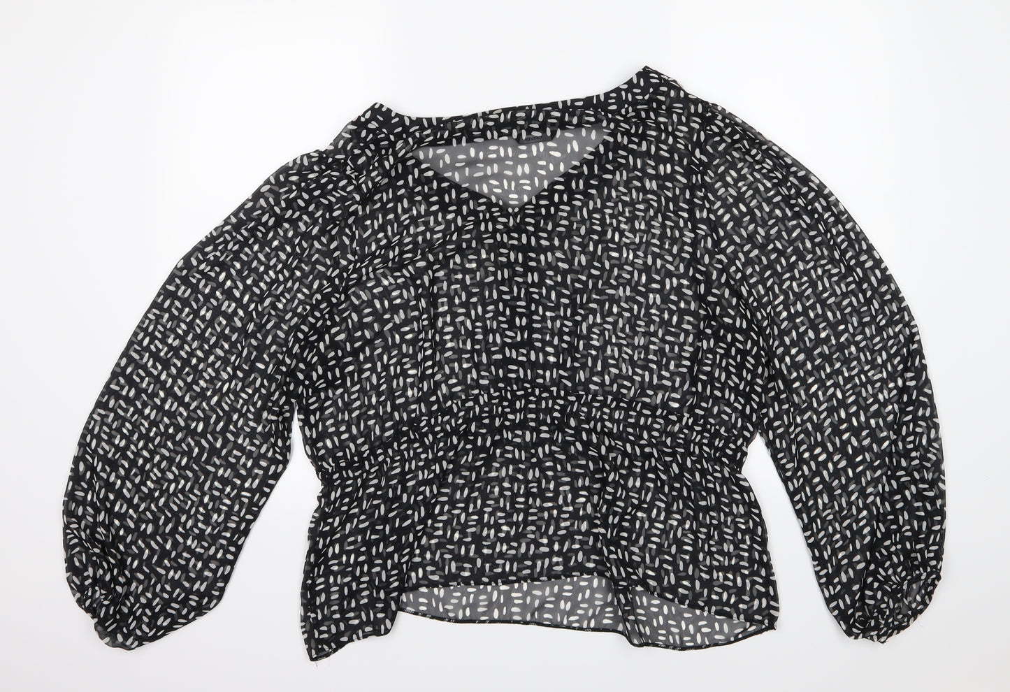 George Womens Black Polka Dot Chiffon Basic Blouse Size 22
