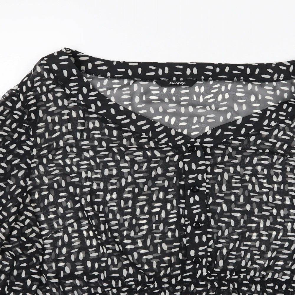 George Womens Black Polka Dot Chiffon Basic Blouse Size 22
