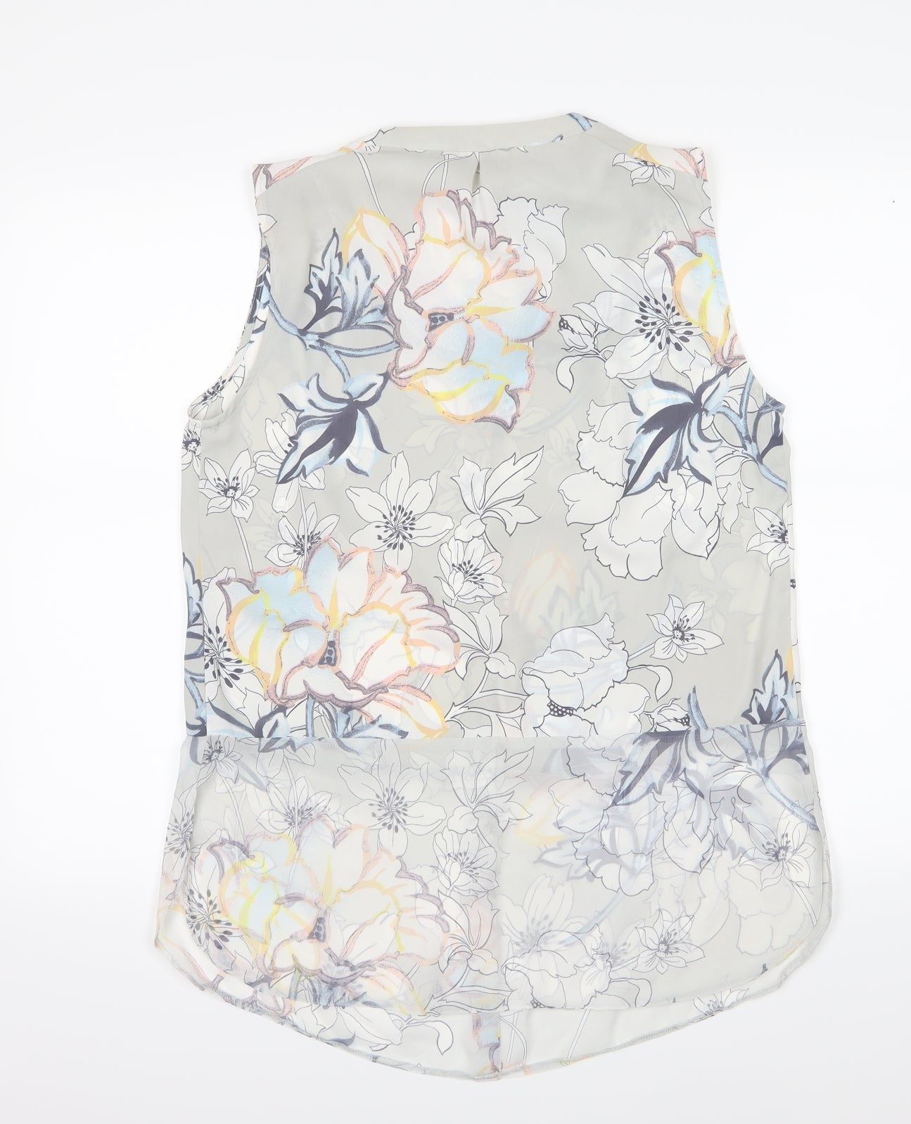 George Womens Grey Floral Chiffon Basic Blouse Size 14