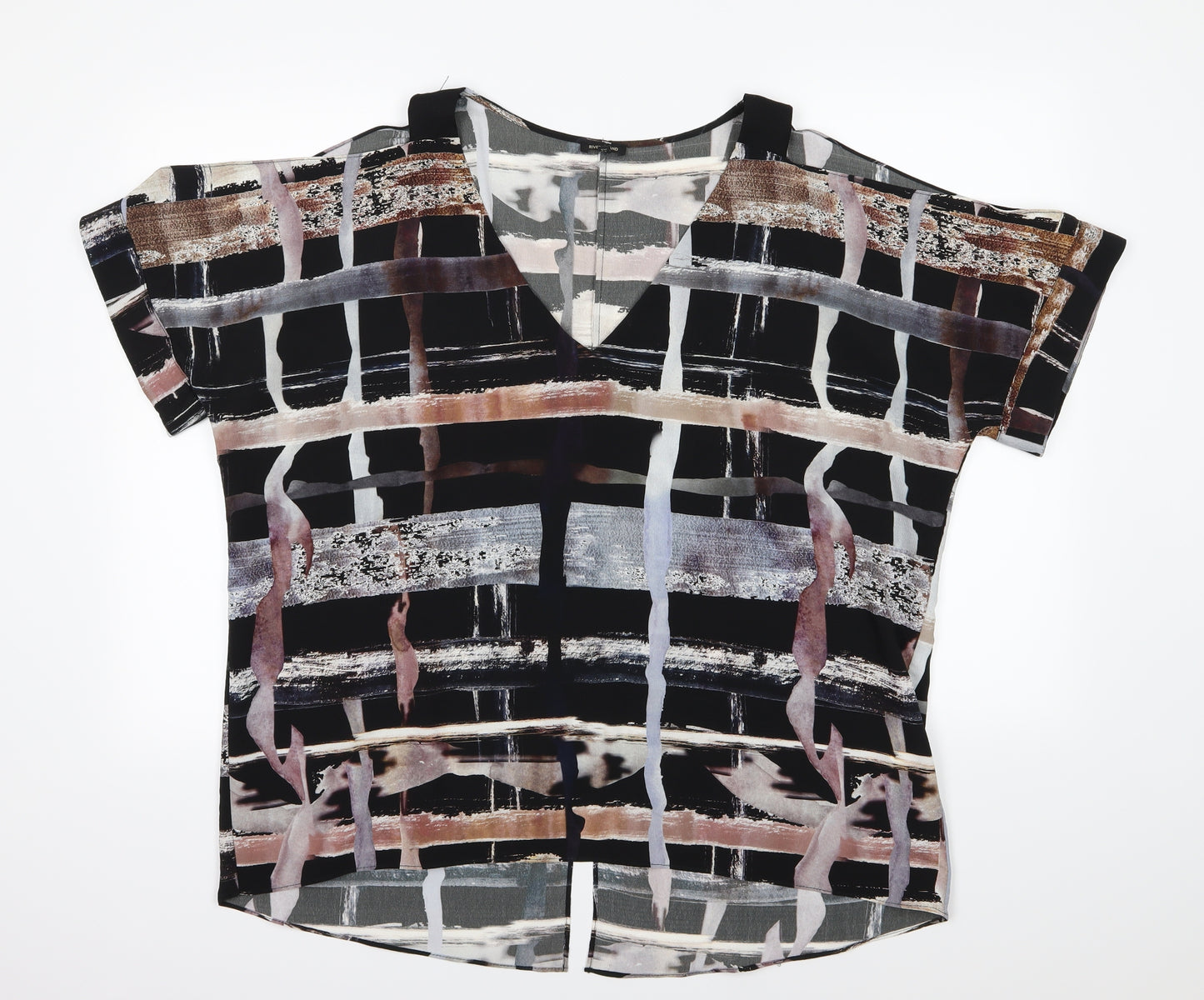 River Island Womens Multicoloured Geometric Chiffon Basic Blouse Size 18  - cold shoudler