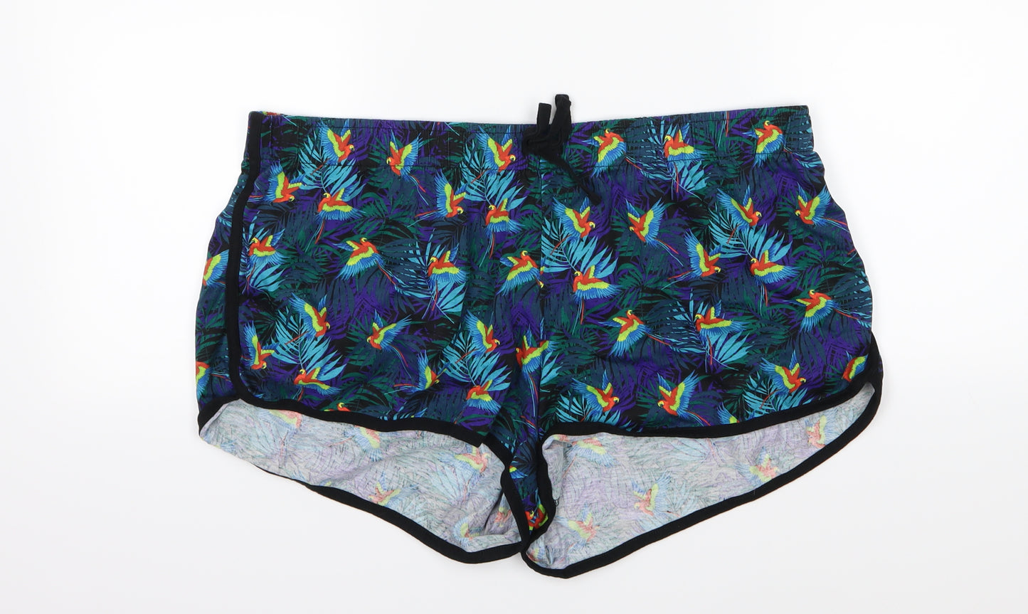 George Womens Multicoloured  Jersey Sweat Shorts Size 18 - Parrot print