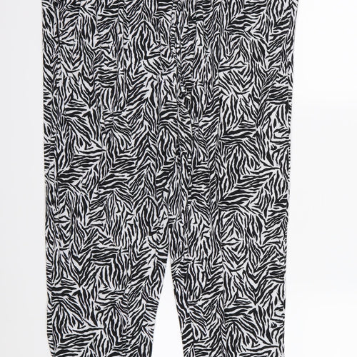 Primark Womens Black Animal Print Jersey Trousers  Size L L28 in