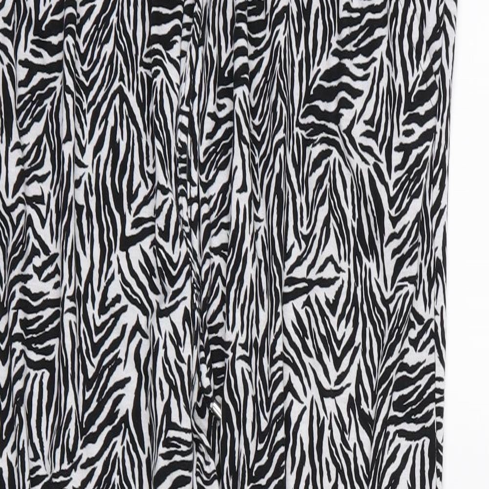 Primark Womens Black Animal Print Jersey Trousers  Size L L28 in