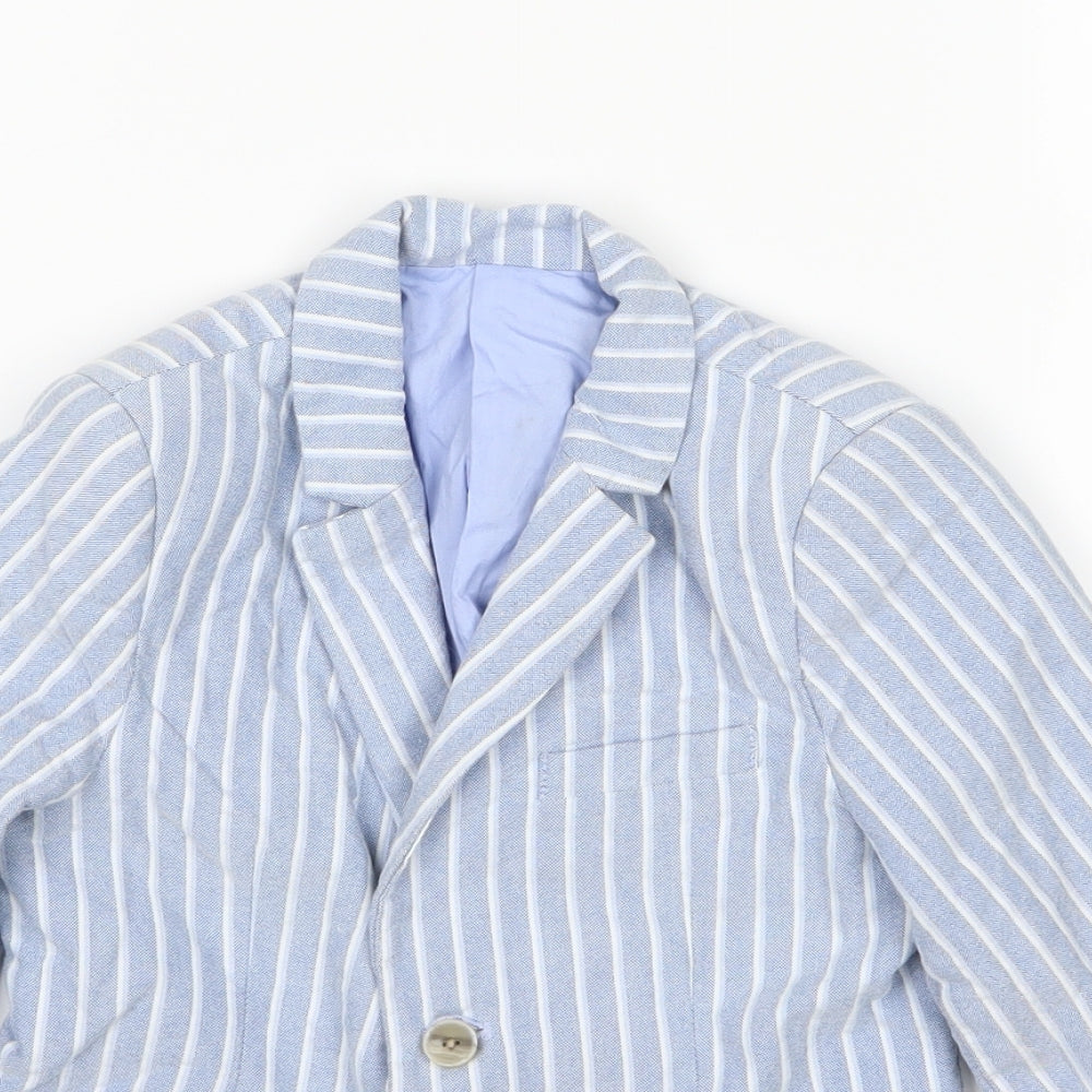 Marks and Spencer Boys Blue Striped  Jacket  Size 4-5 Years