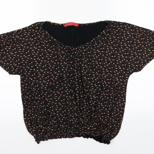 Nicole Danielle Womens Black Floral Jersey Basic T-Shirt Size XL