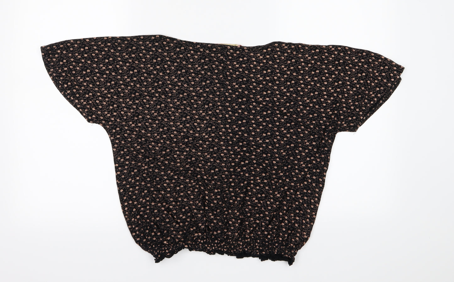 Nicole Danielle Womens Black Floral Jersey Basic T-Shirt Size XL