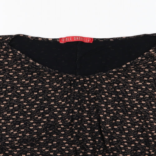 Nicole Danielle Womens Black Floral Jersey Basic T-Shirt Size XL