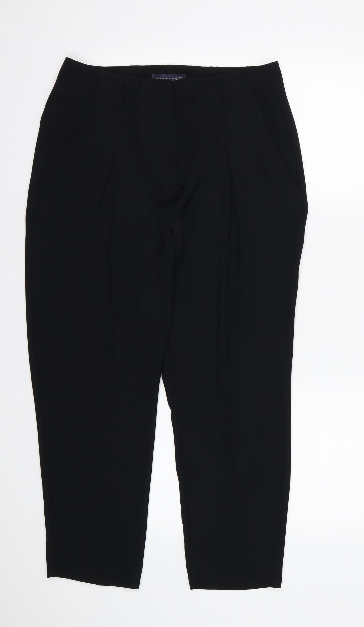 Marks and Spencer Womens Black  Rayon Trousers  Size 12 L27 in